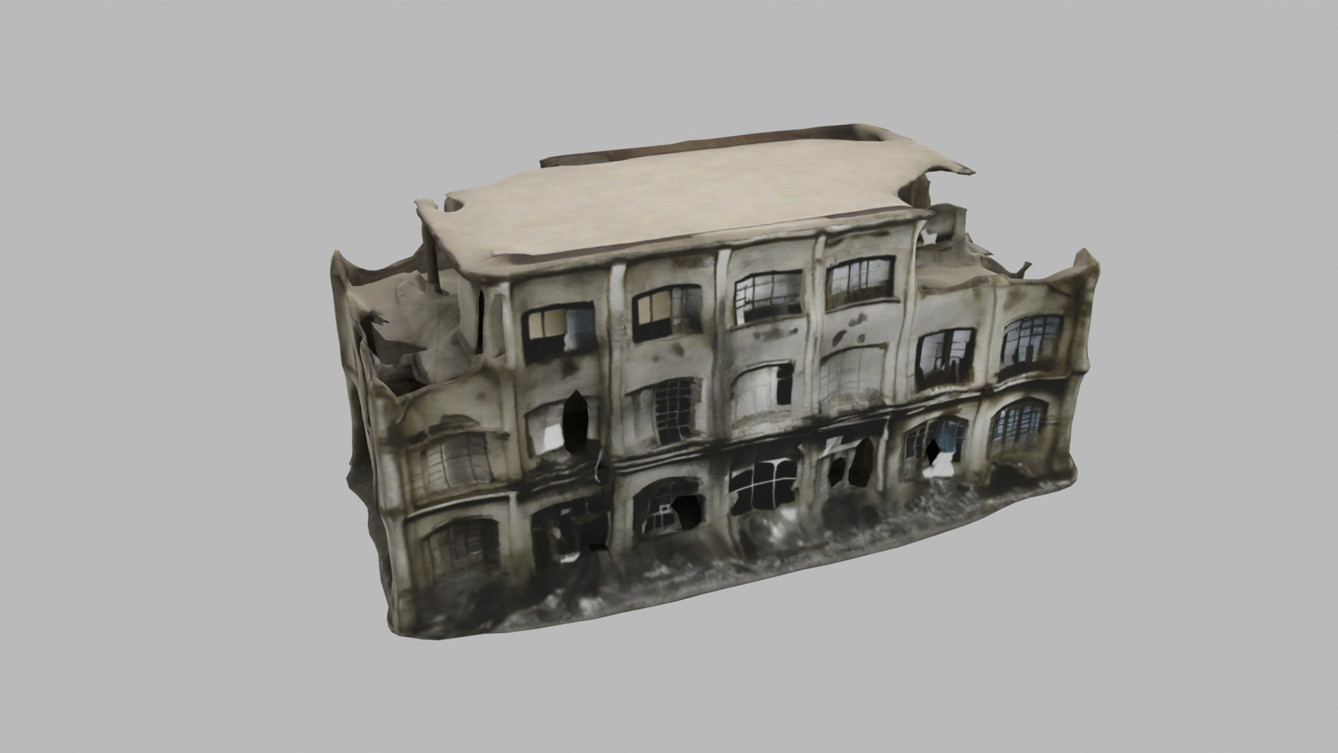 bombared bulding 06 Low-poly 3D model_3