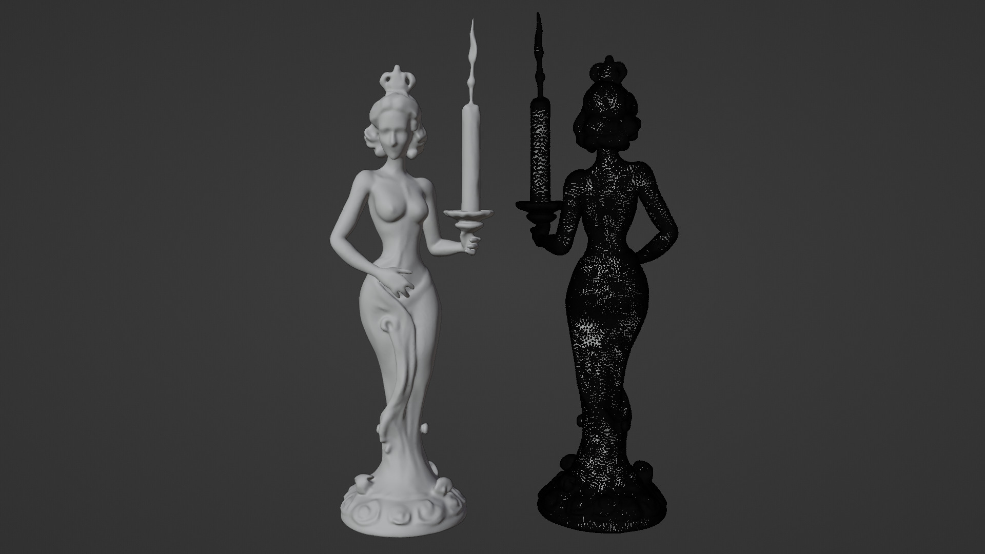 candle women Low-poly 3D model_5