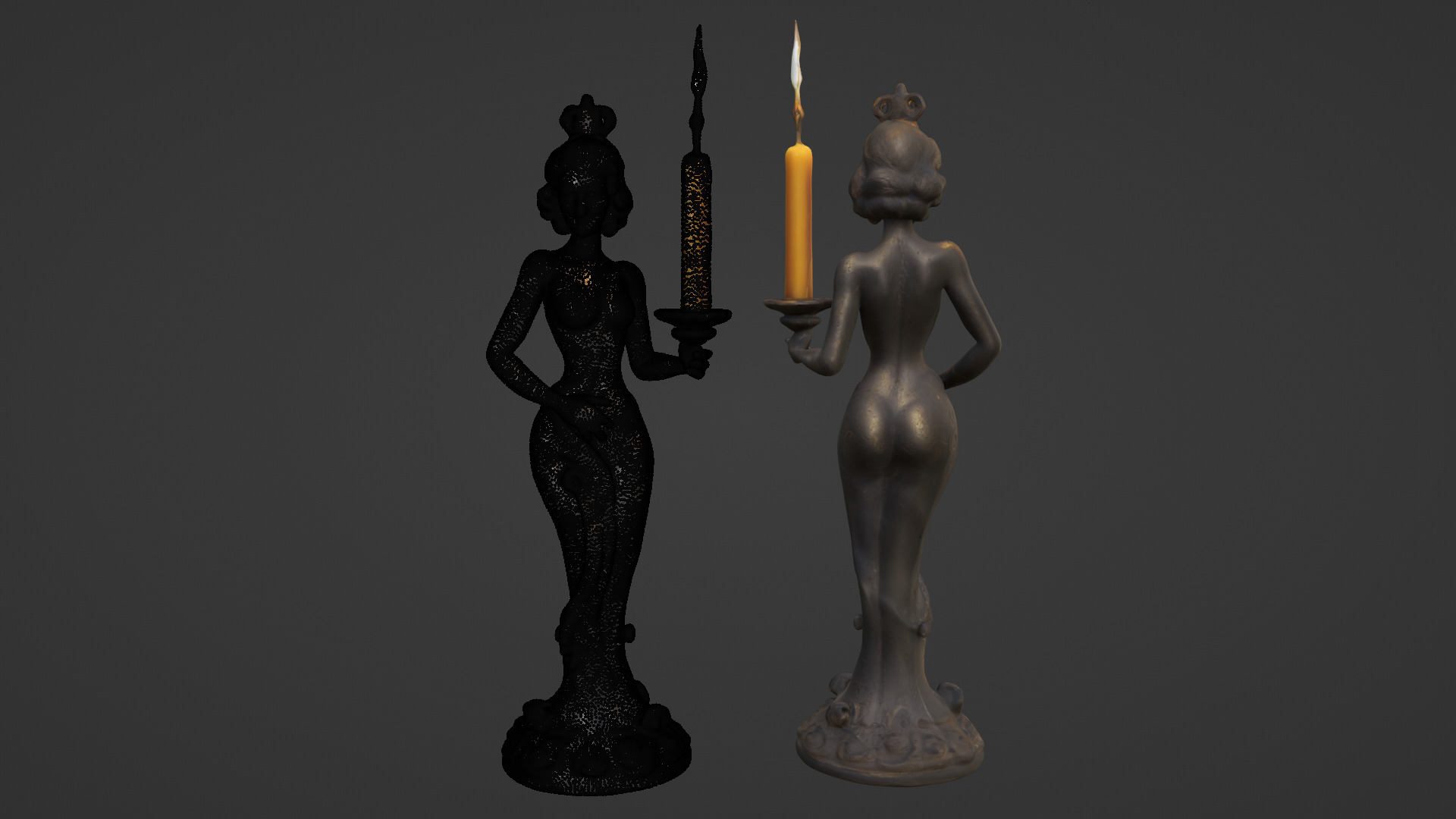candle women Low-poly 3D model_6