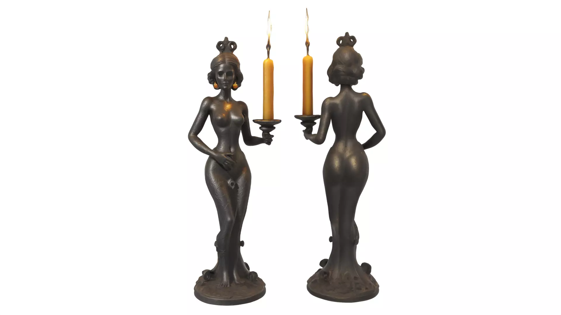 candle women Low-poly 3D model_0