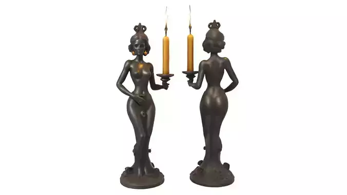 candle women Low-poly 3D model