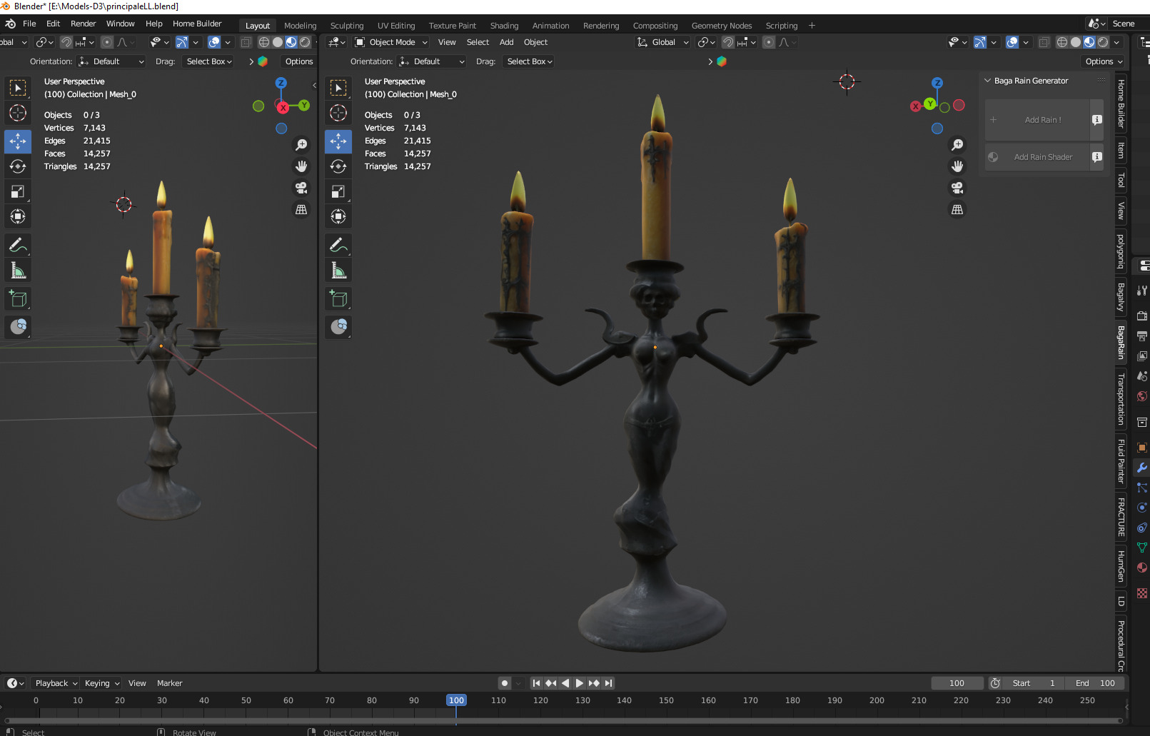 old candle Low-poly 3D model_2