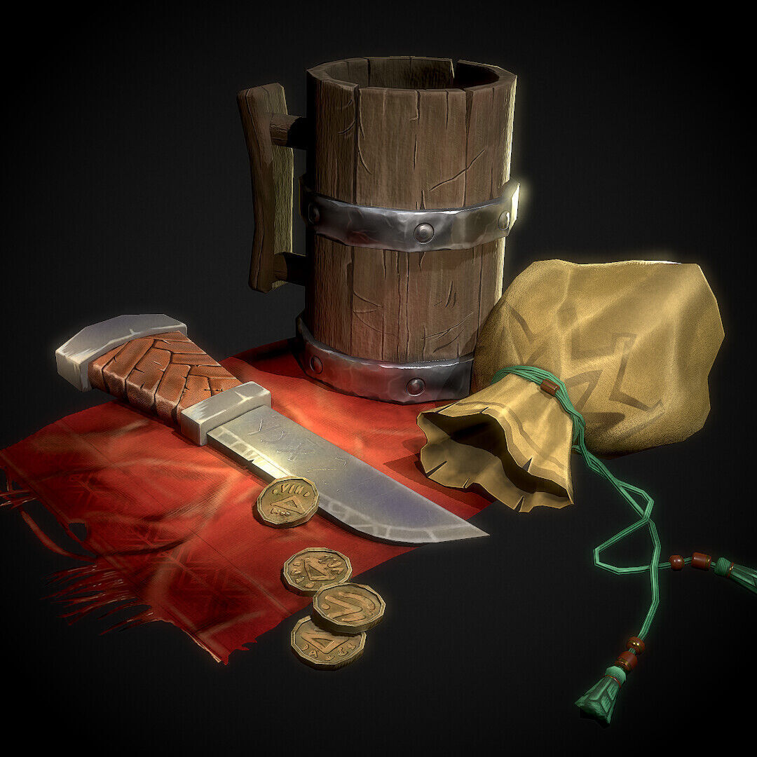 Stylish Tavern Dagger Wine Glass Low-poly 3D model_1