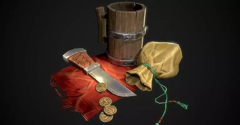 Stylish Tavern Dagger Wine Glass Low-poly 3D model_0