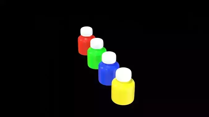 Paint Bottle Set  Low Poly 3D Model 3D model