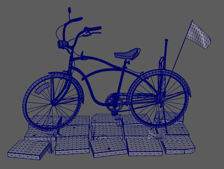 Stylish vintage bicycle Low-poly 3D model_2
