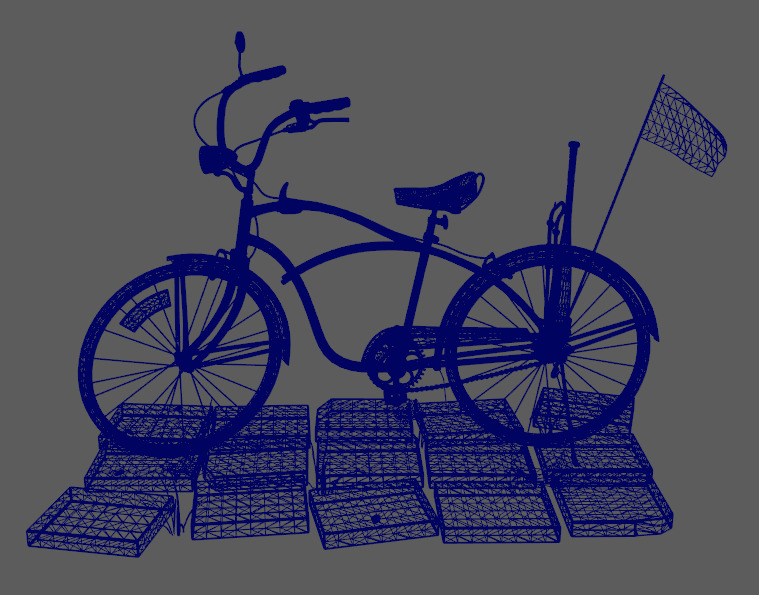 Stylish vintage bicycle Low-poly 3D model_1