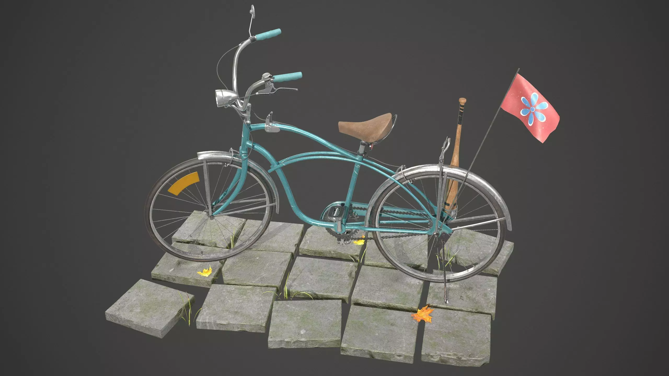 Stylish vintage bicycle Low-poly 3D model_0