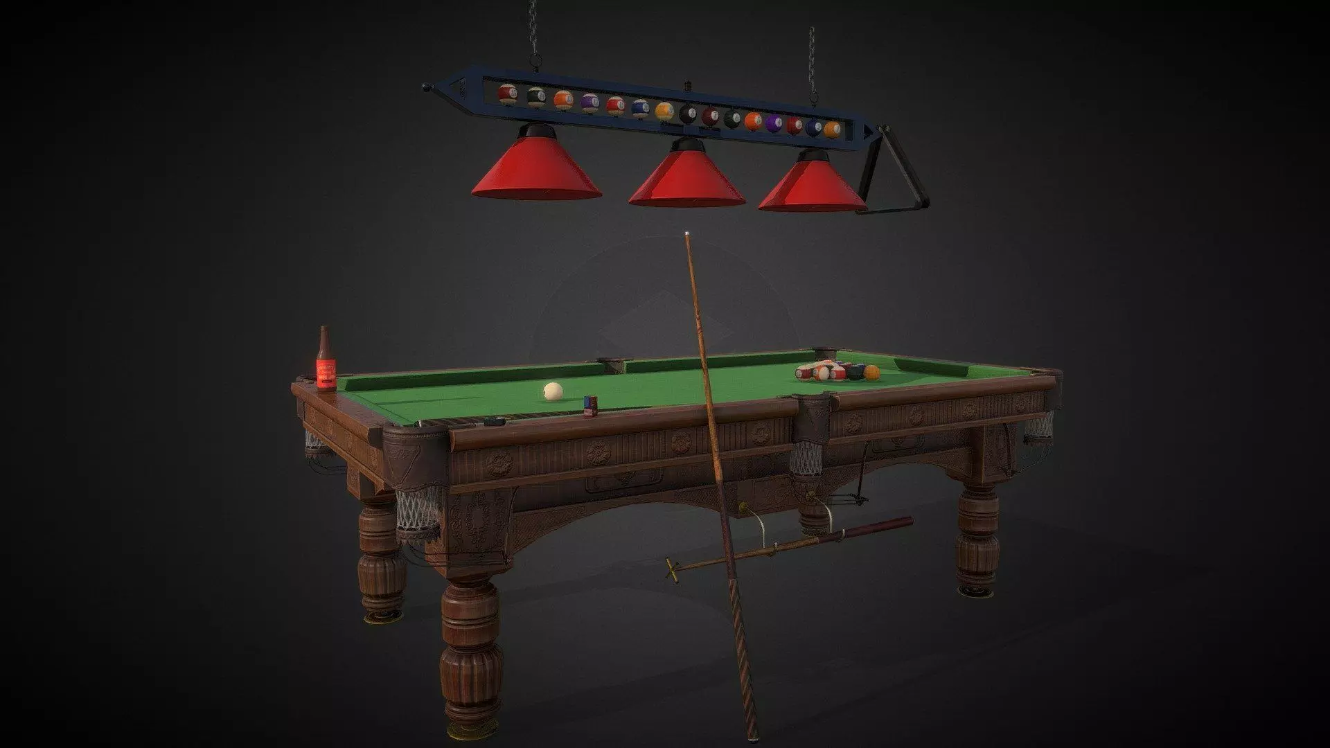 Stylish billiards table Low-poly 3D model