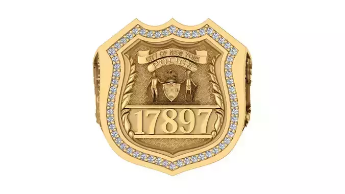 Custom Police Badge Signet Ring 3D print model