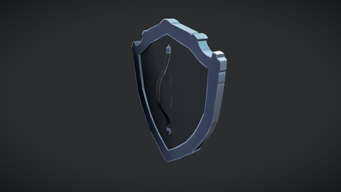 Futuristic shield with glowing emblem 3D model_5