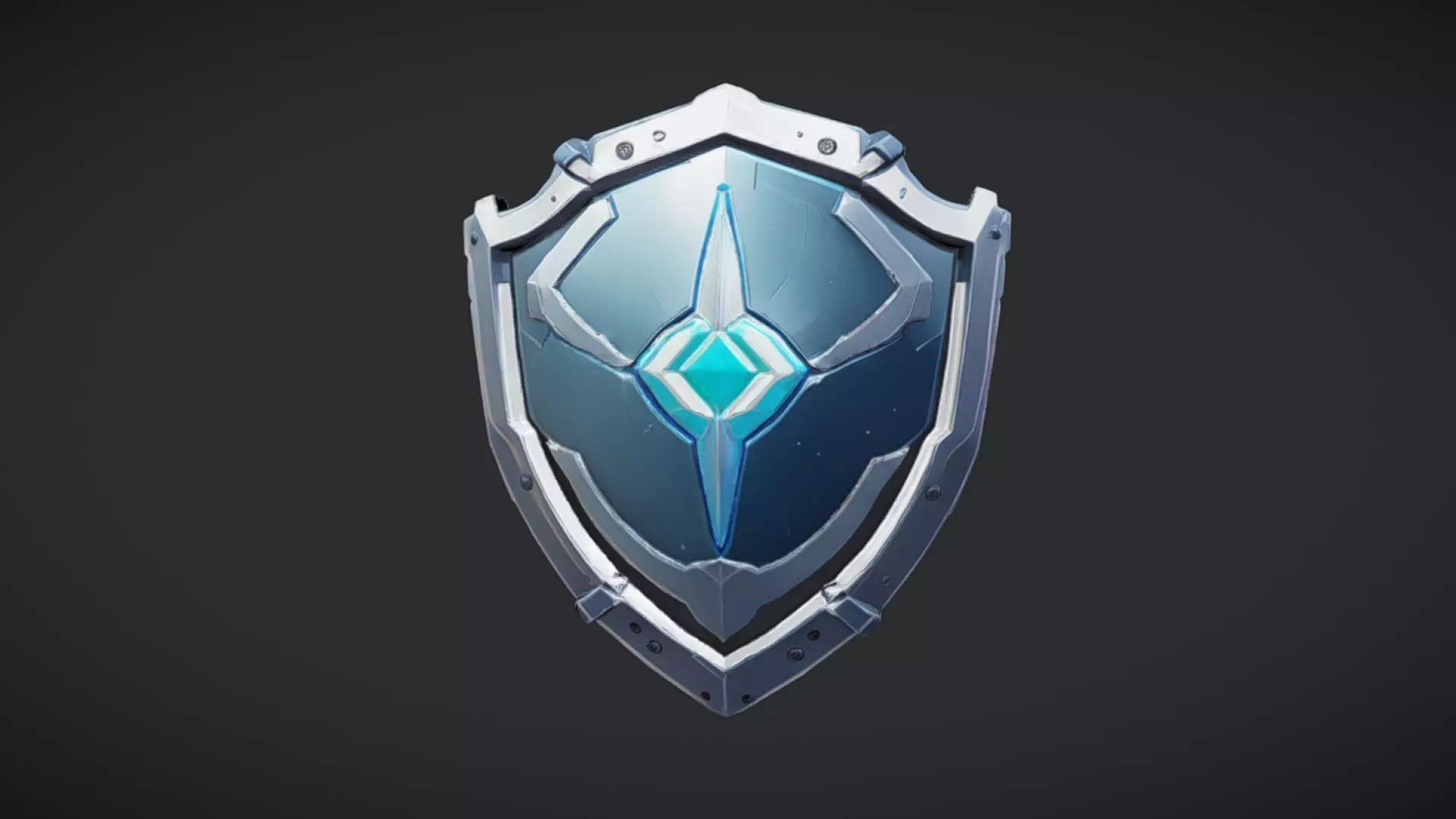 Futuristic shield with glowing emblem 3D model_0