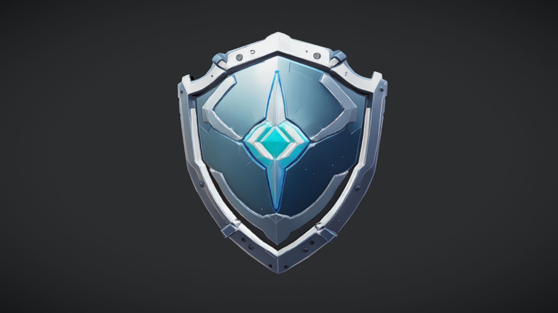Futuristic shield with glowing emblem 3D model_1