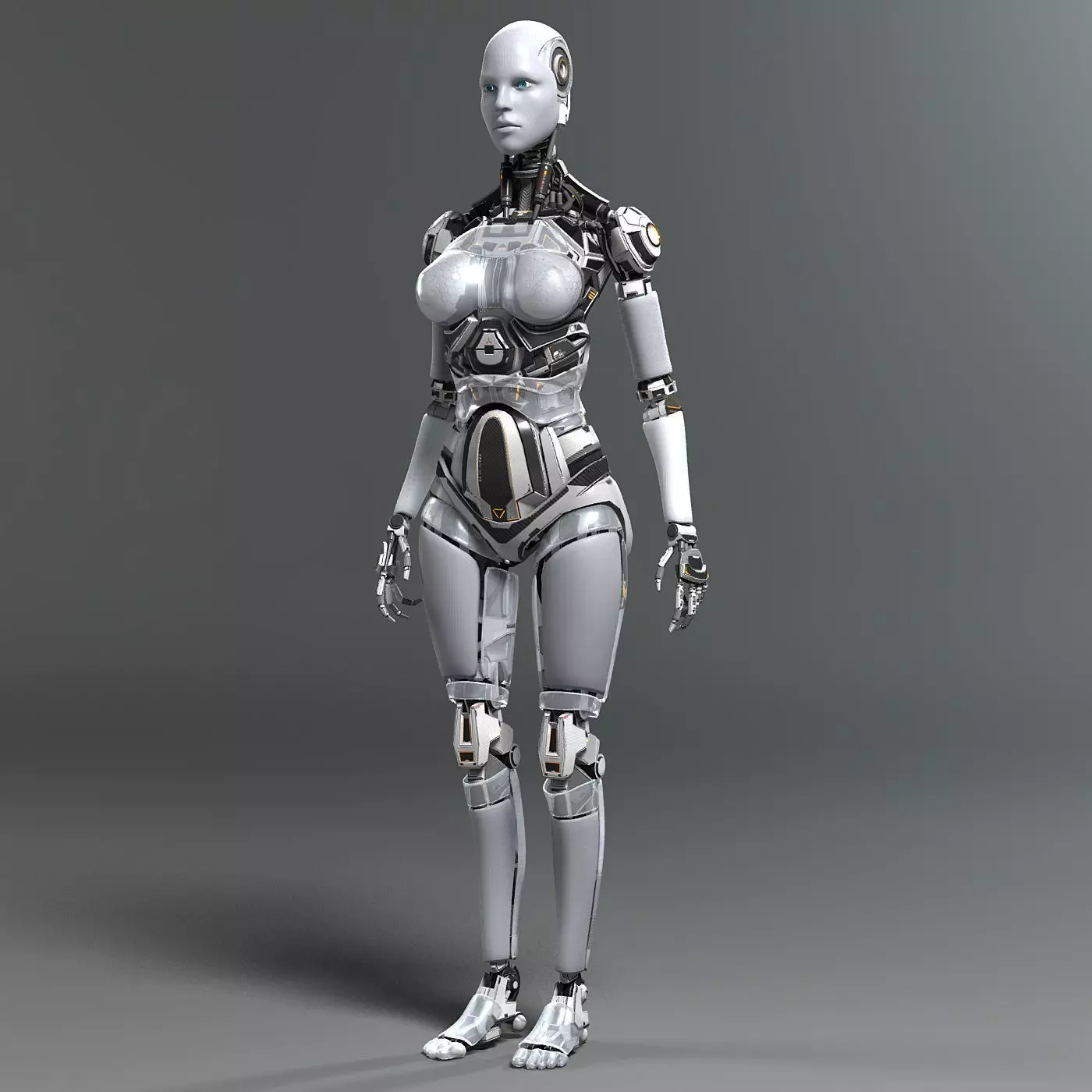 female robot gray Free 3D model_0