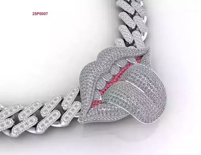 Lip pendant full diamonds