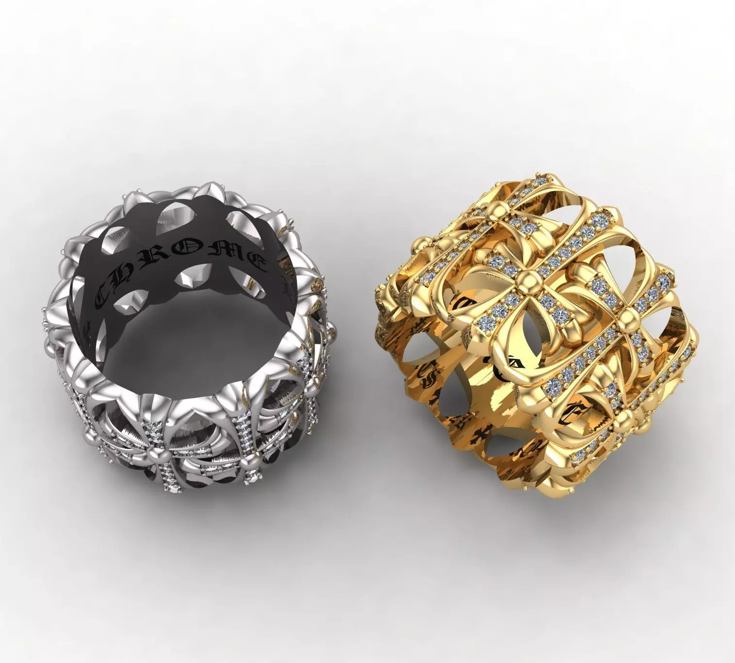 CH cemetery pave diamond ring 3D print model_0