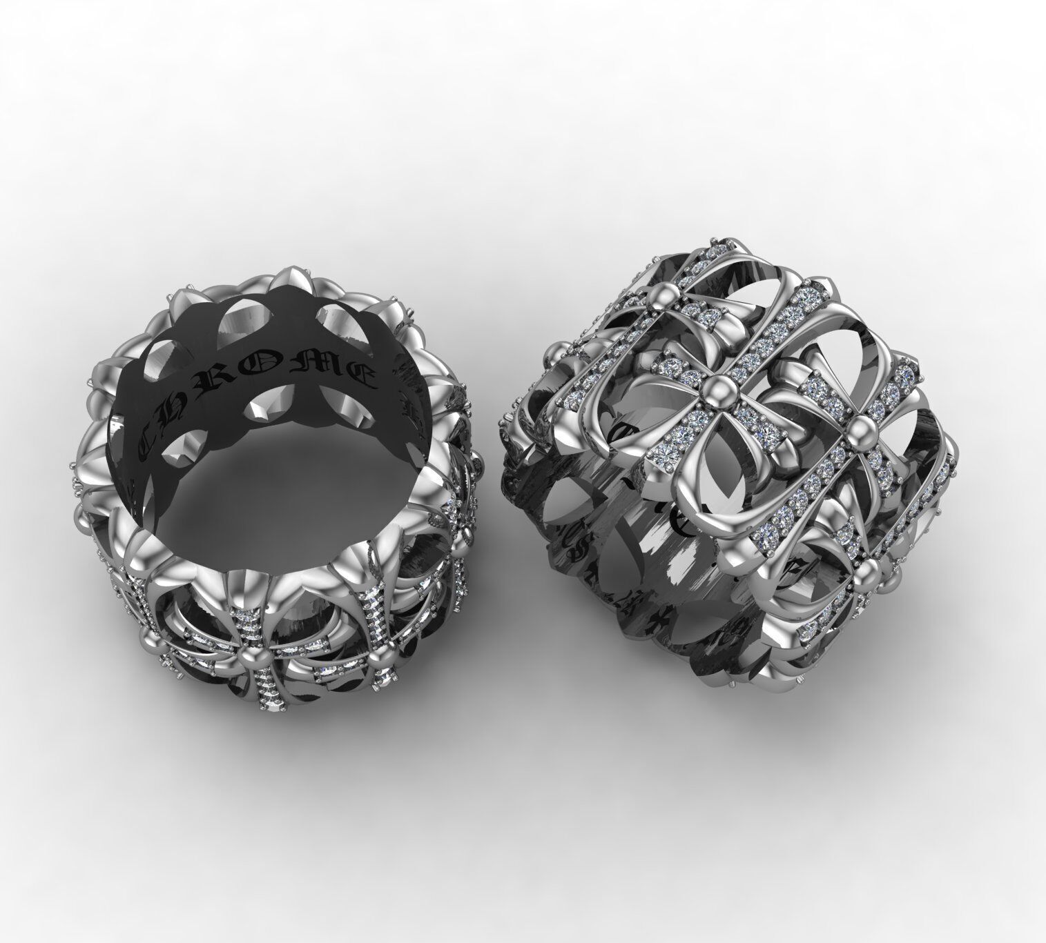 CH cemetery pave diamond ring 3D print model_1