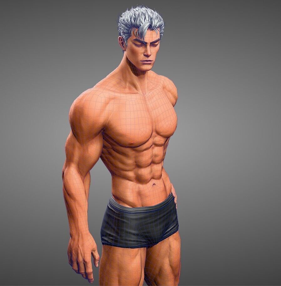 3D Male Body Base Mesh Modeling  Blender 3D model_1