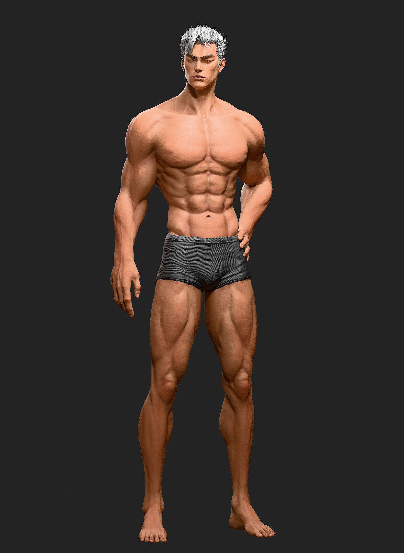 3D Male Body Base Mesh Modeling  Blender 3D model_9