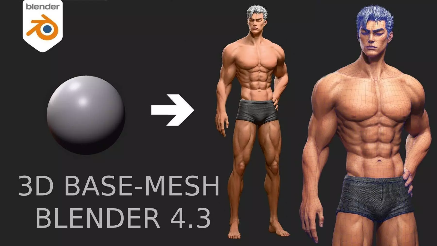 3D Male Body Base Mesh Modeling  Blender 3D model_0