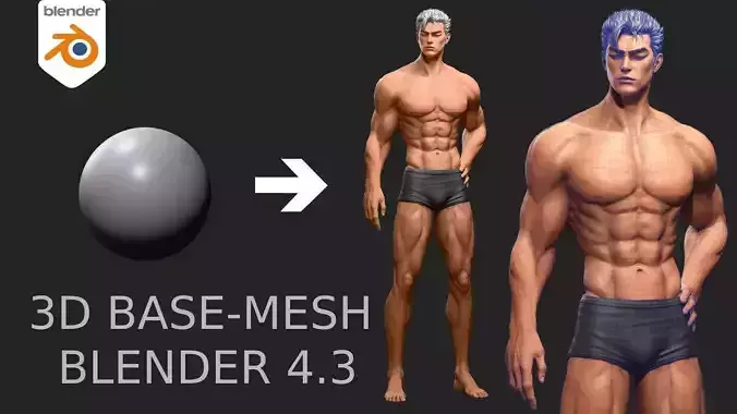 3D Male Body Base Mesh Modeling  Blender 3D model