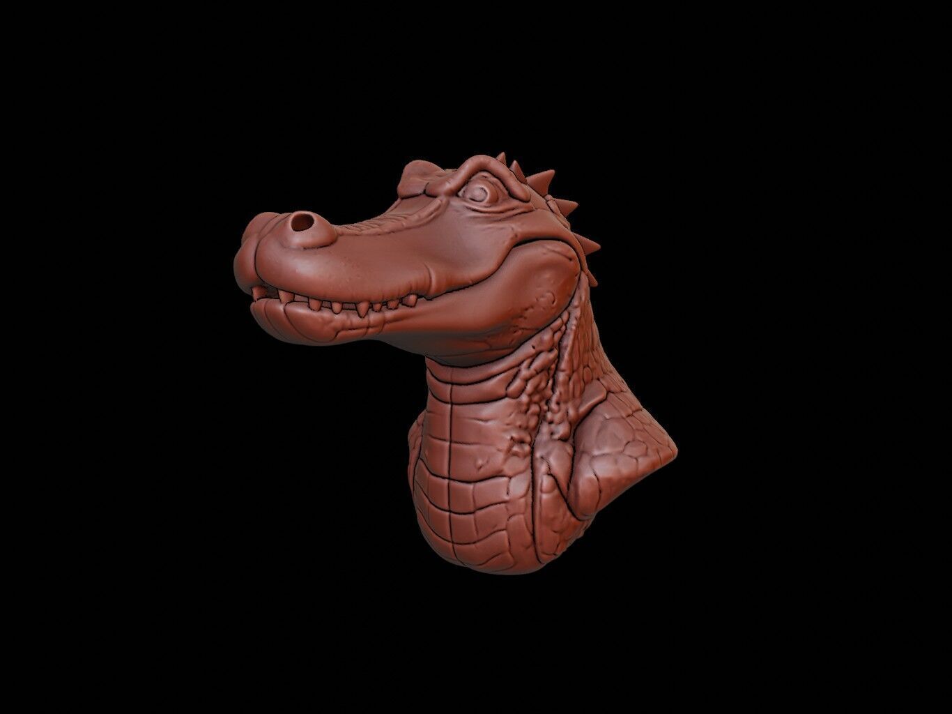 Alligator Animal Bust 3D print model_1