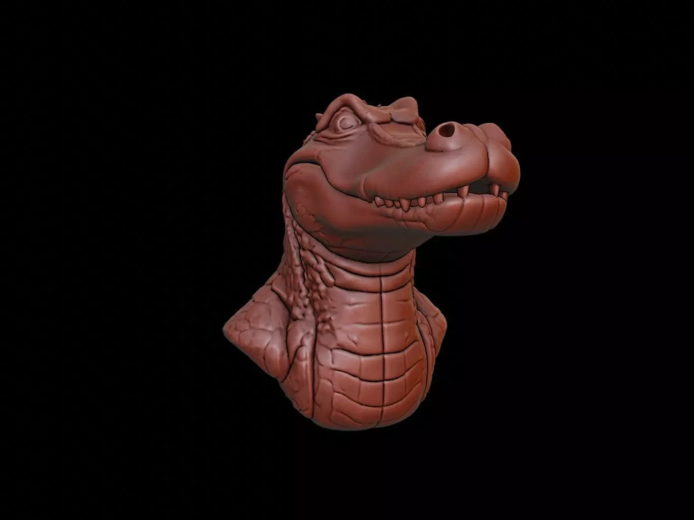 Alligator Animal Bust 3D print model_0