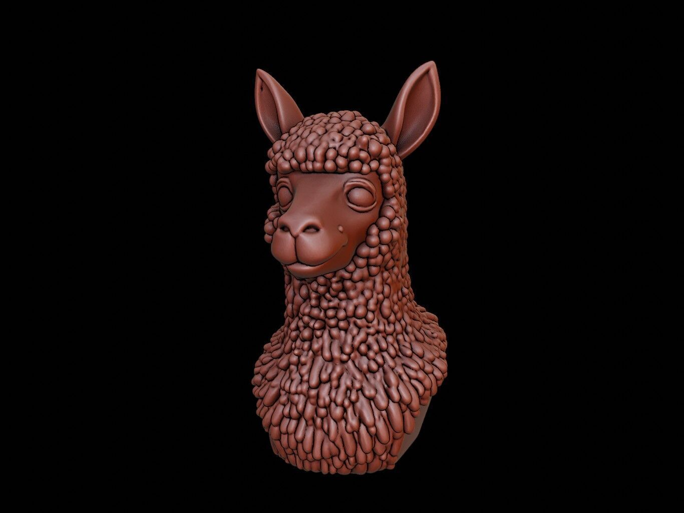 Alpaca Animal Bust 3D print model_1