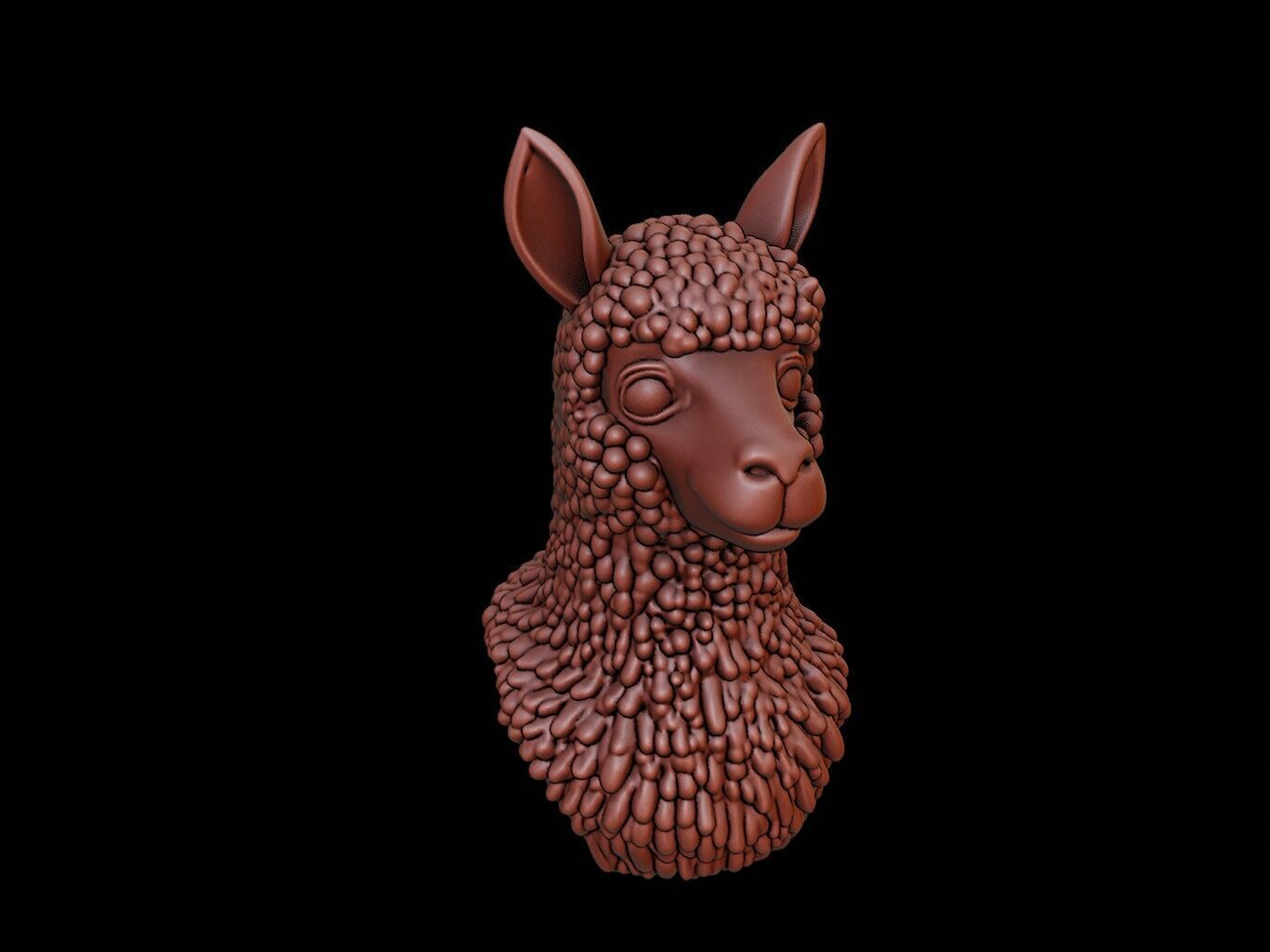 Alpaca Animal Bust 3D print model_2