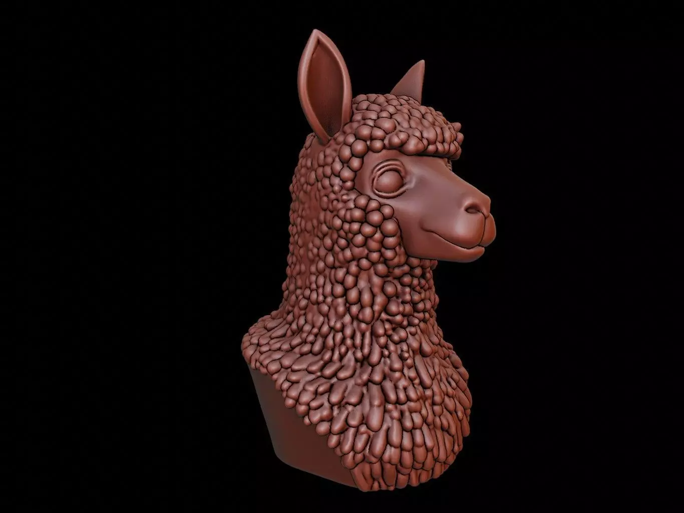 Alpaca Animal Bust 3D print model_0