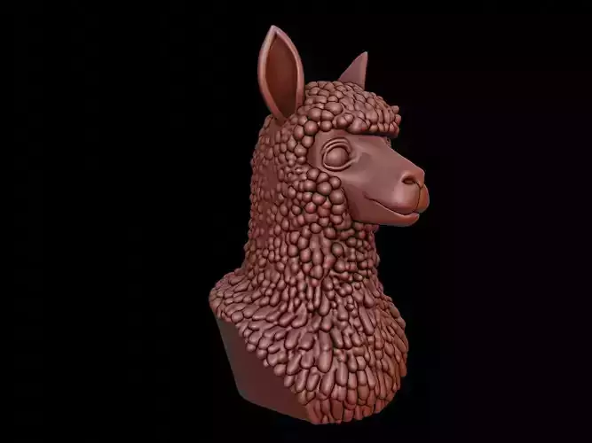Alpaca Animal Bust 3D print model