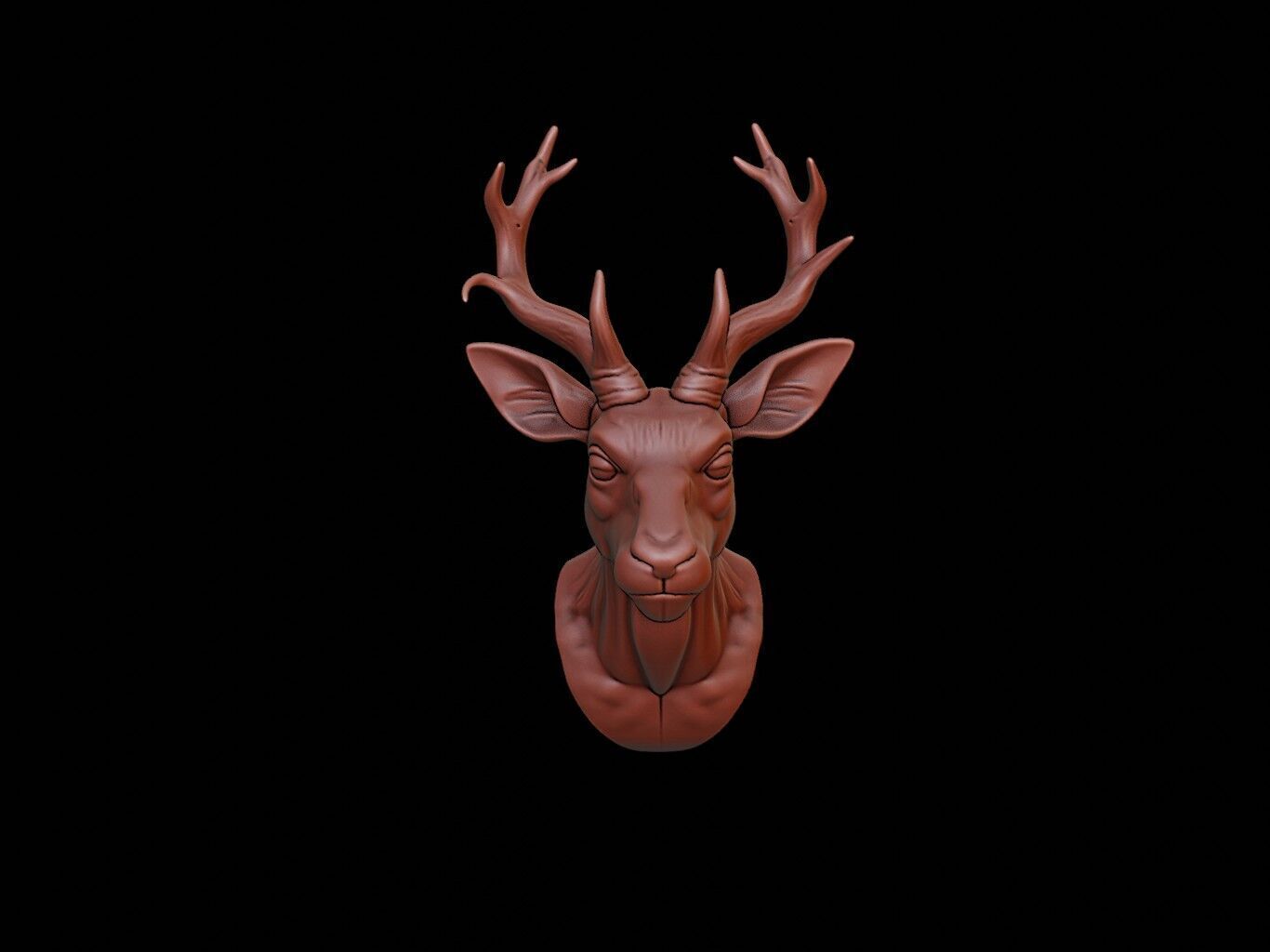 Antelope Animal Bust 3D print model_2