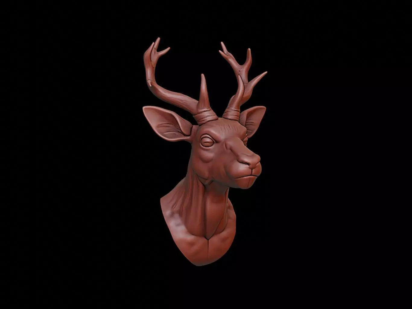 Antelope Animal Bust 3D print model_0
