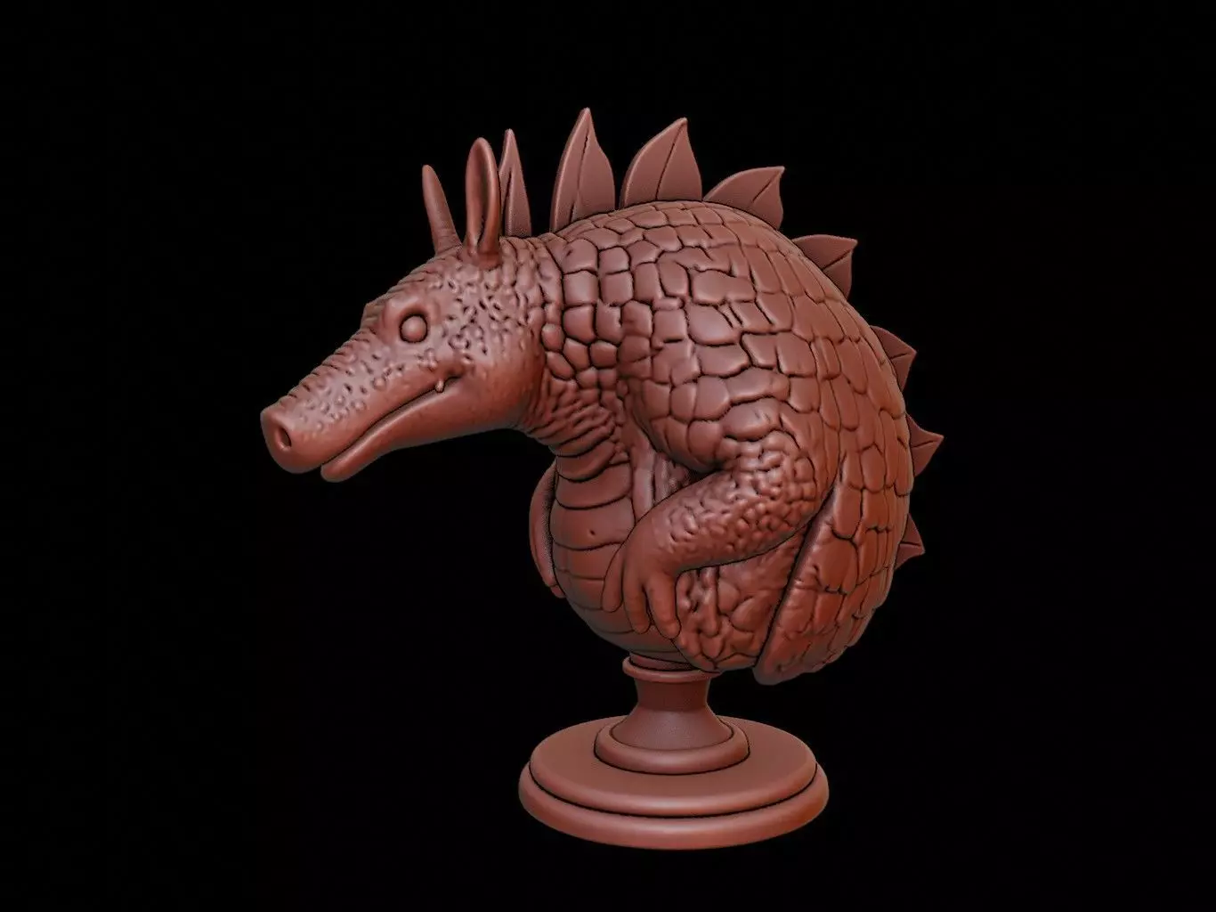 Armadillo Animal Bust 3D print model_0