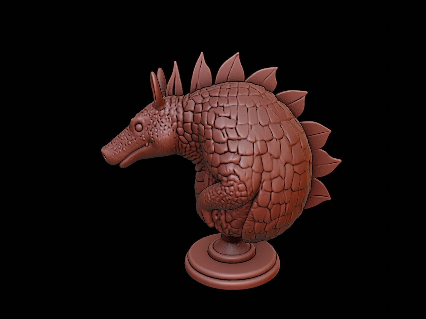 Armadillo Animal Bust 3D print model_2