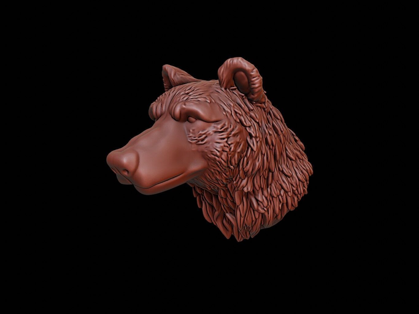 Bear Animal Bust 3D print model_1