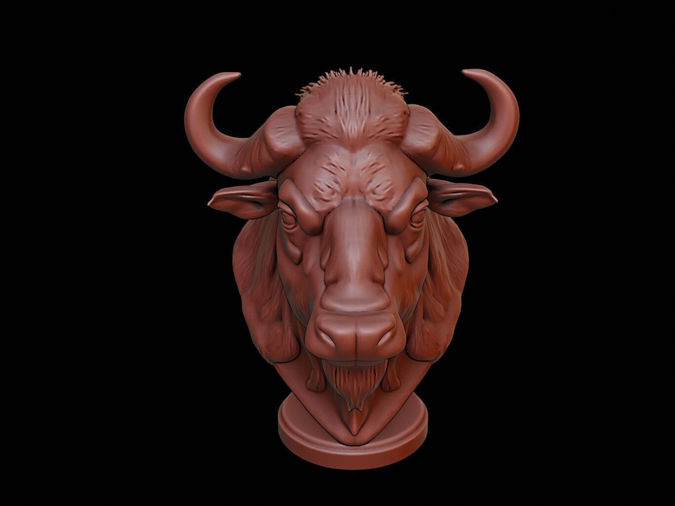 Bison Animal Bust 3D print model_2