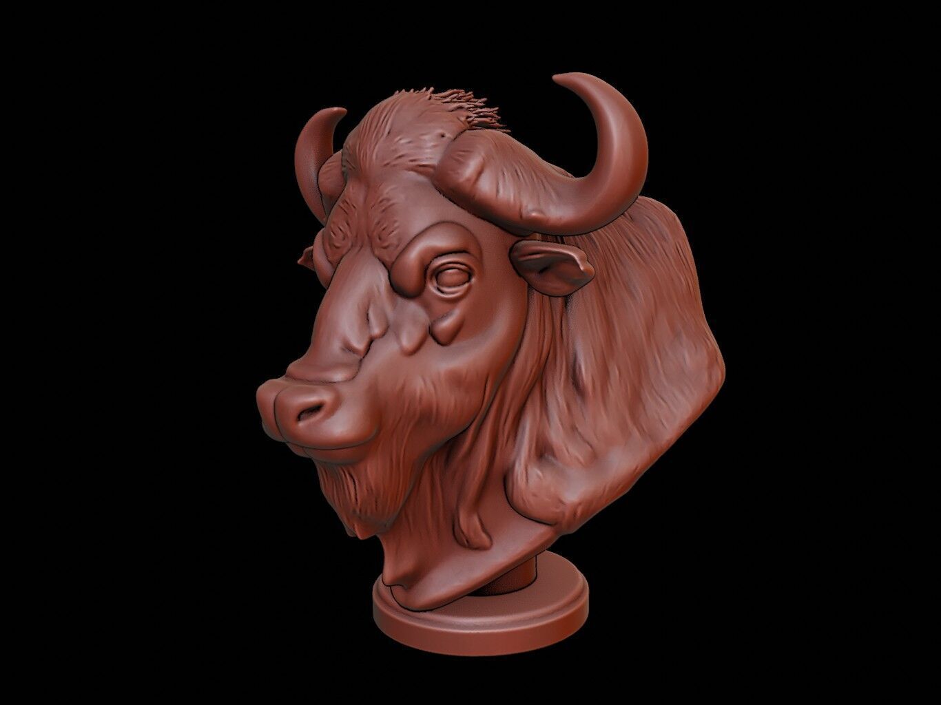 Bison Animal Bust 3D print model_1