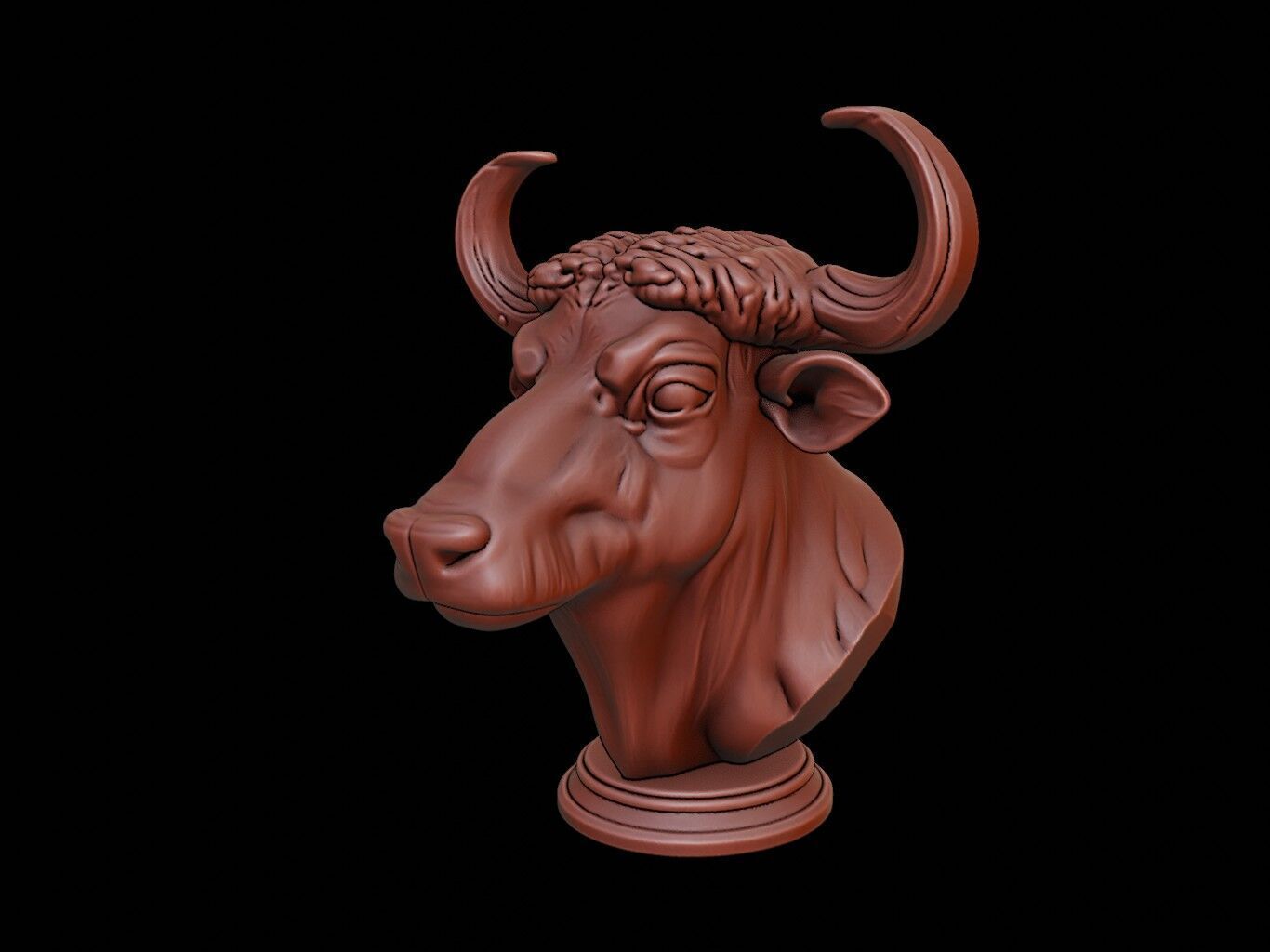 Buffalo Animal Bust 3D print model_1