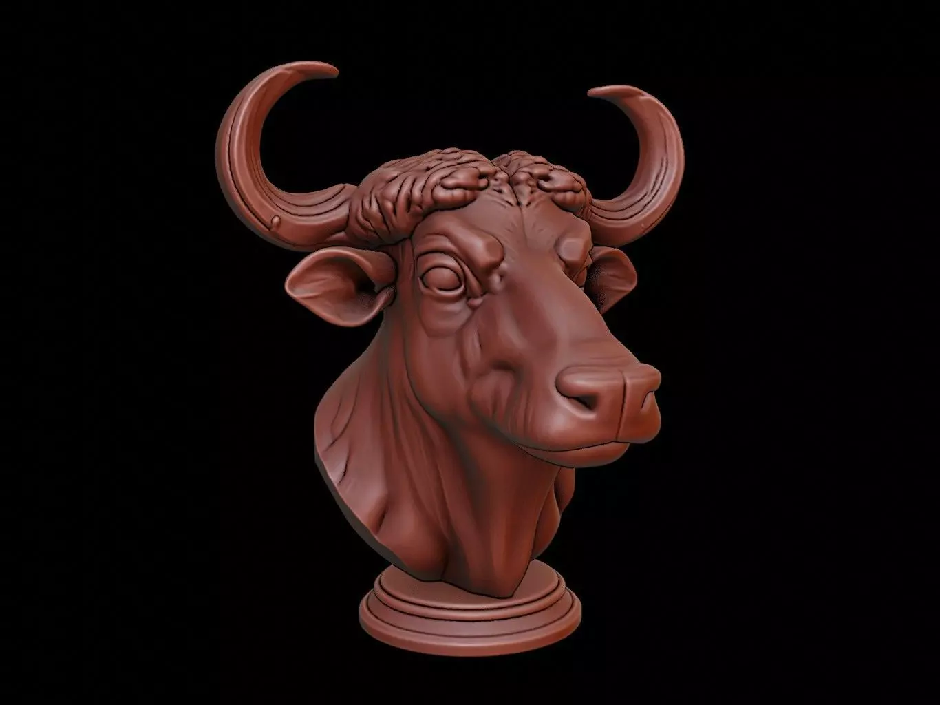 Buffalo Animal Bust 3D print model_0