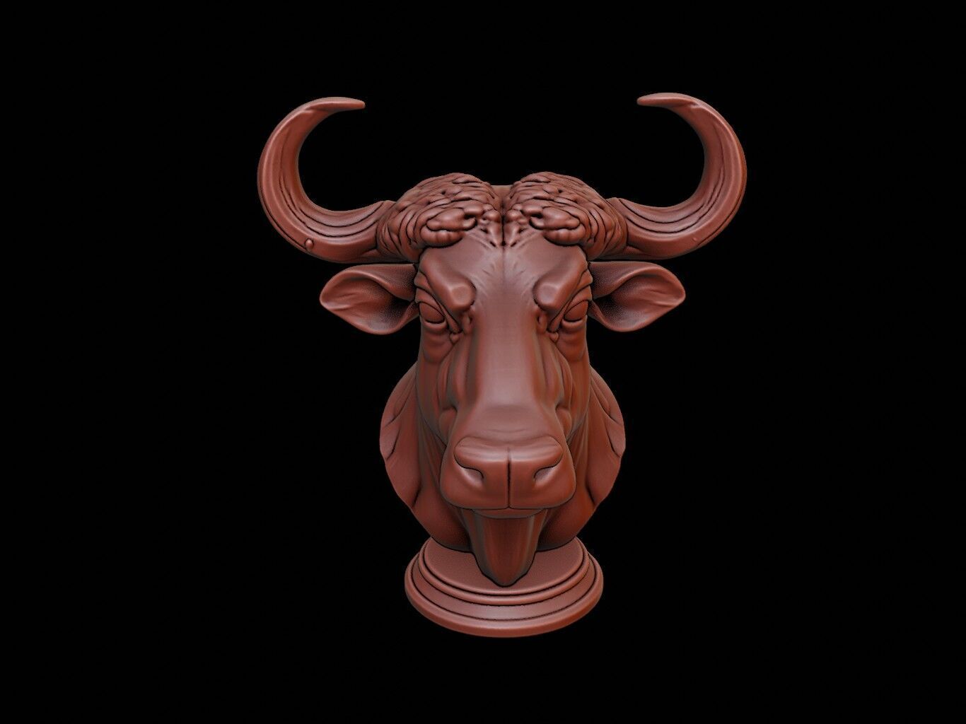 Buffalo Animal Bust 3D print model_2
