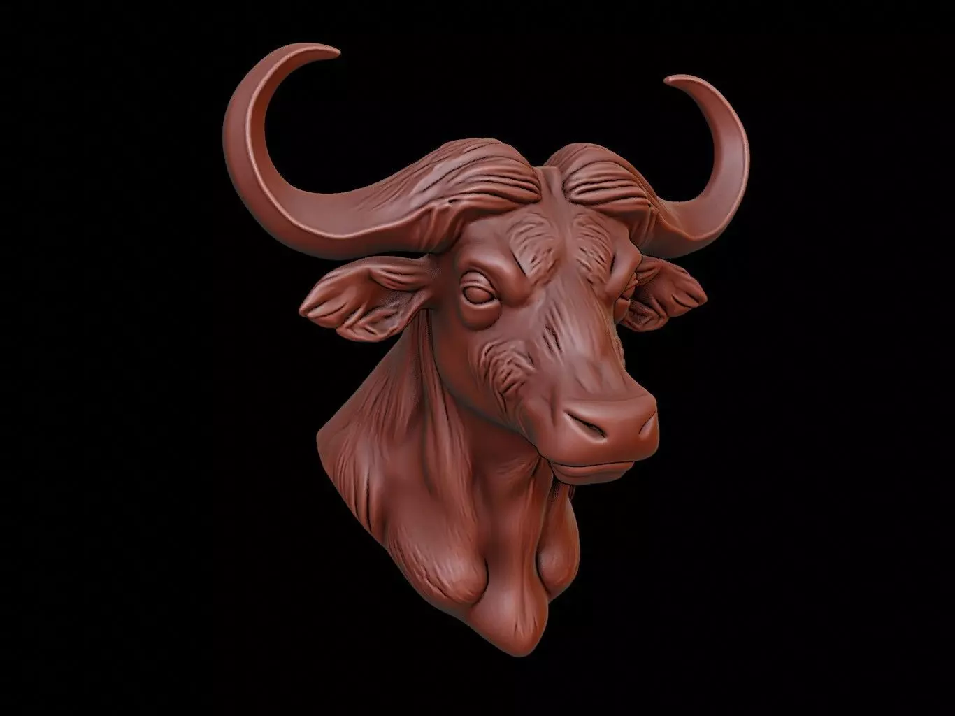 Buffalo Animal Bust 3D print model_0