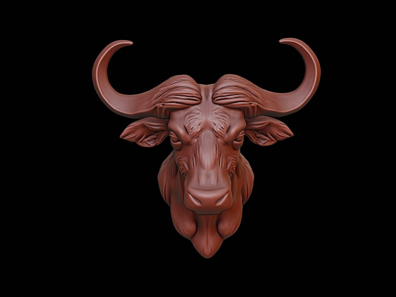 Buffalo Animal Bust 3D print model_2