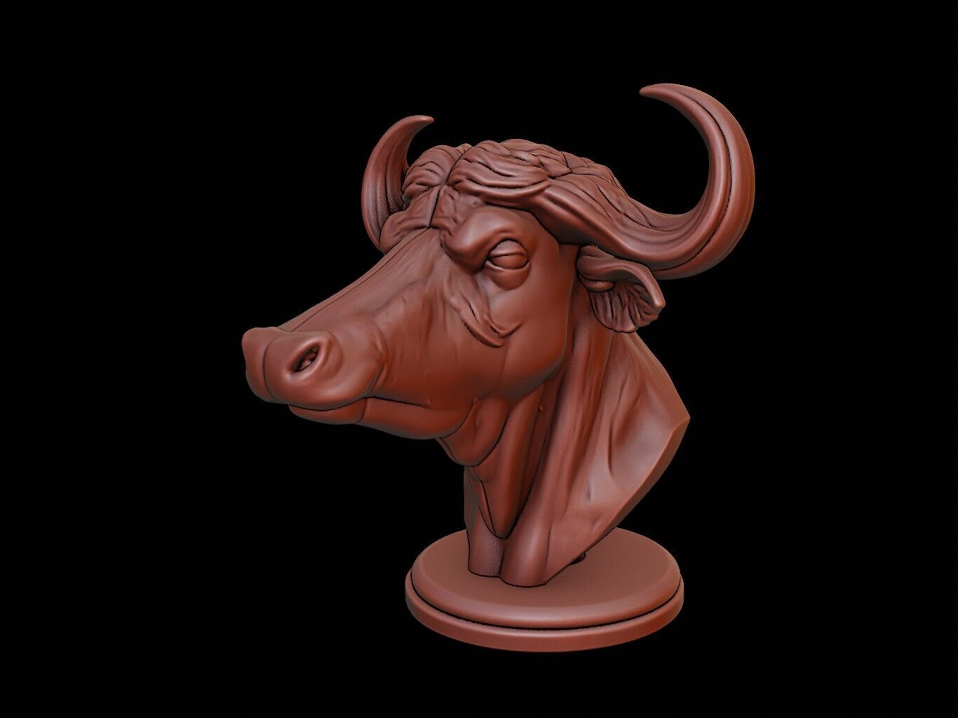 Buffalo Animal Bust 3D print model_1