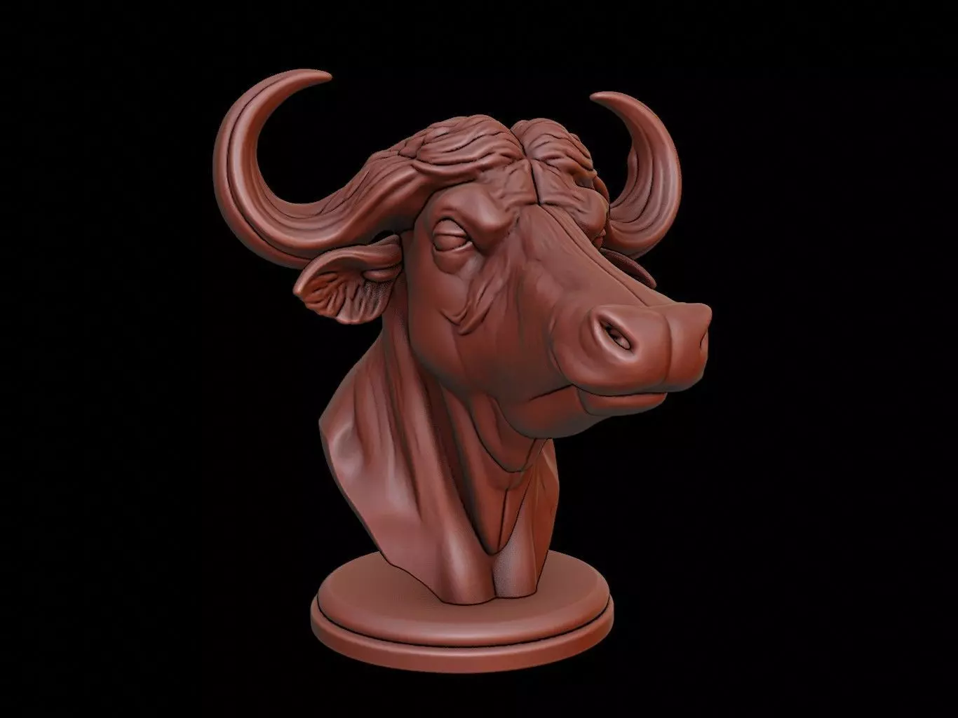Buffalo Animal Bust 3D print model_0