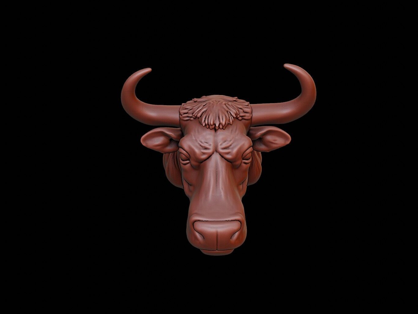 Bull Animal Bust 3D print model_2