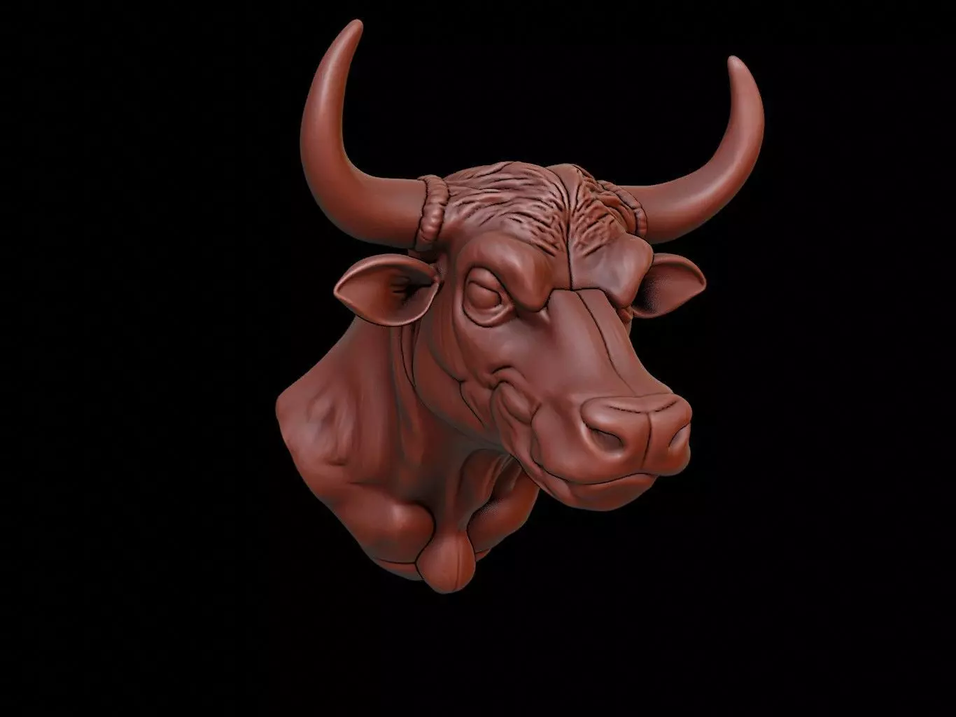 Bull Animal Bust 3D print model_0