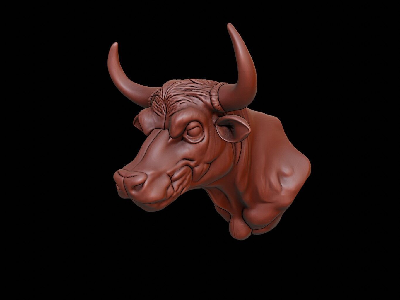 Bull Animal Bust 3D print model_1