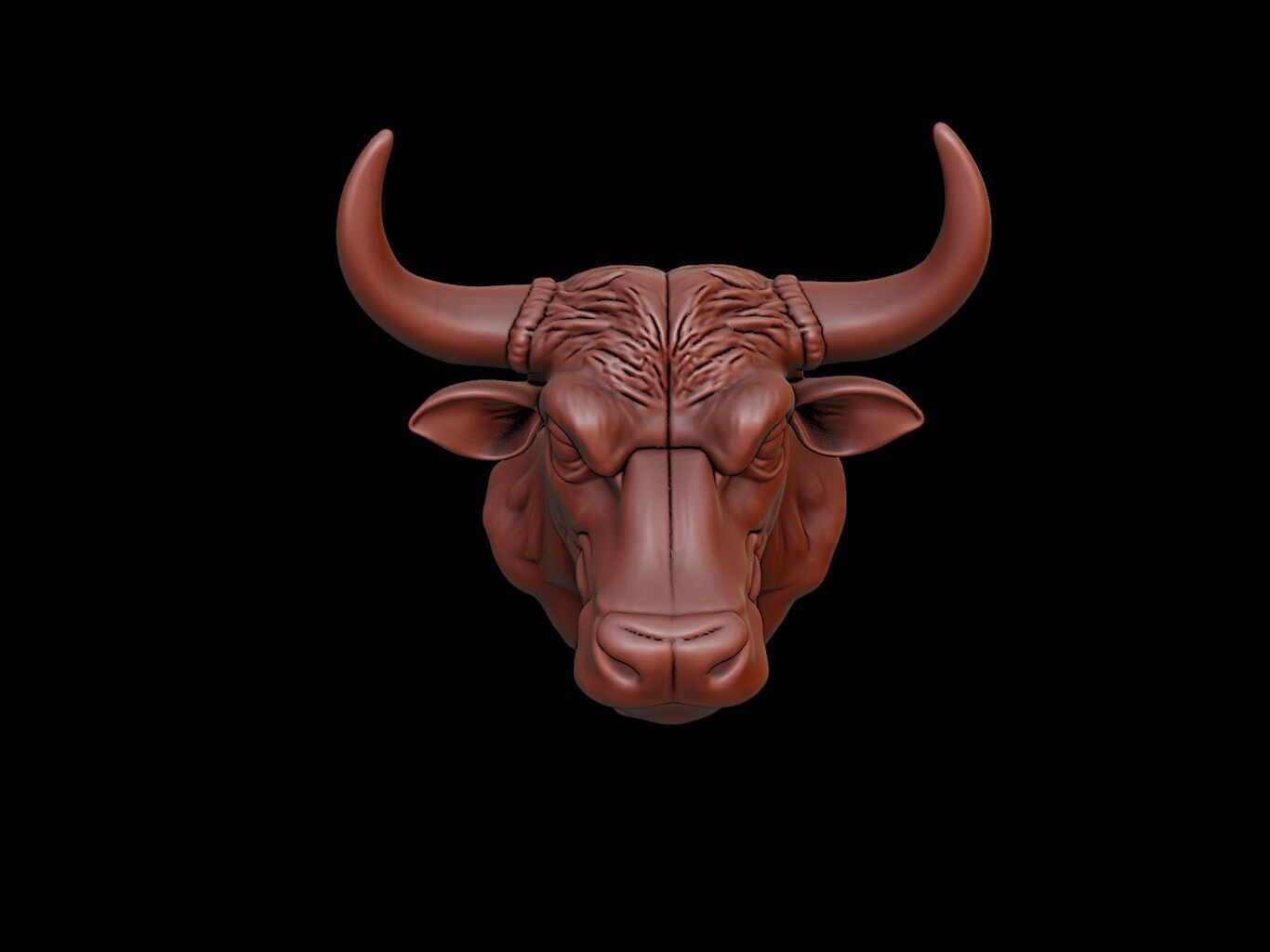 Bull Animal Bust 3D print model_2