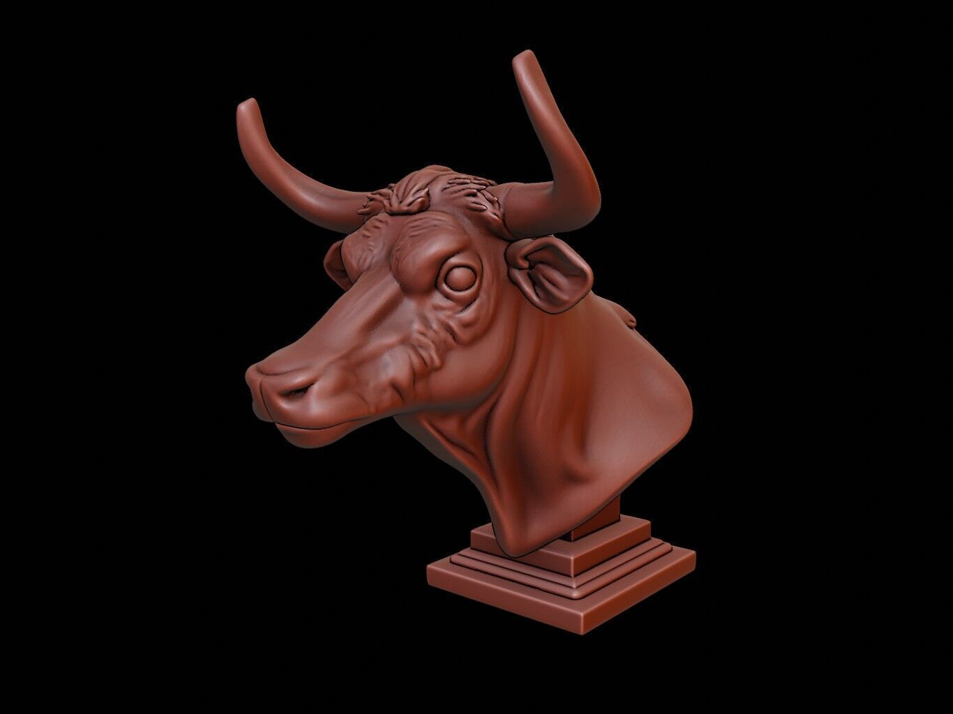Bull Animal Bust 3D print model_1